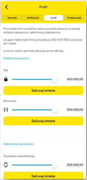 Limiti u moja mBanka aplikaciji