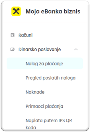 dinarsko poslovanje- nalog za plaćanje