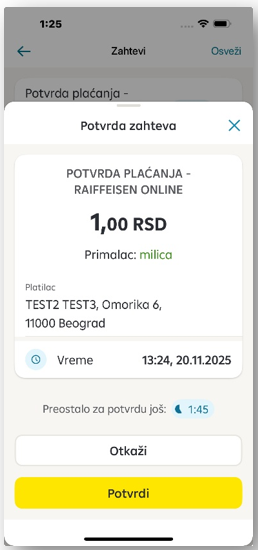 Ekran za potvrdu plaćanja