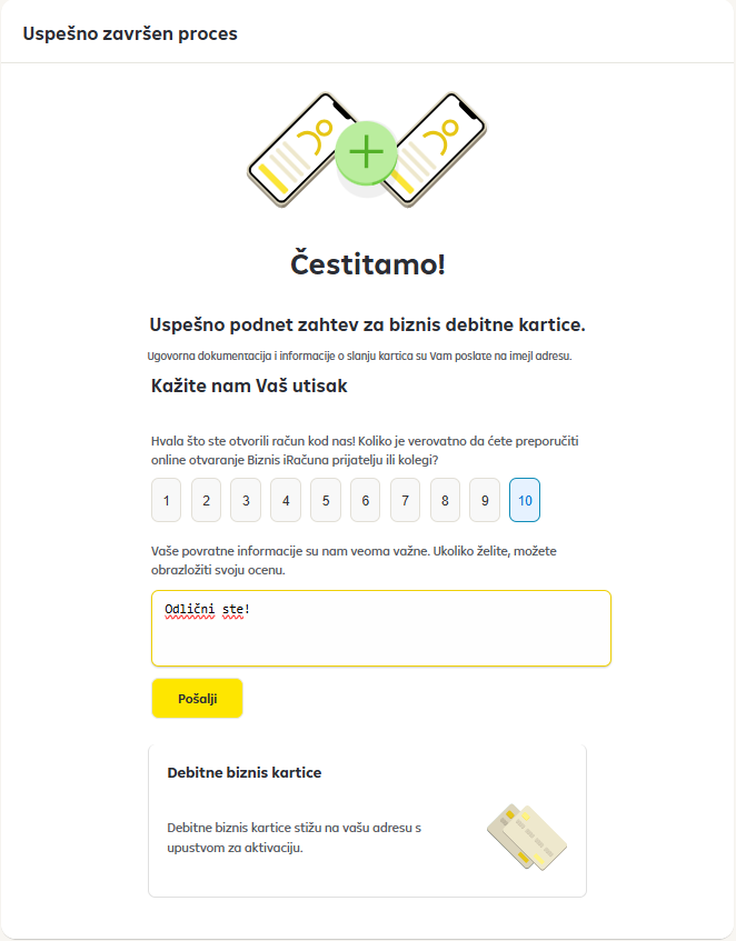 Otvoren račun i ocena procesa apliciranja za debitnu karticu online