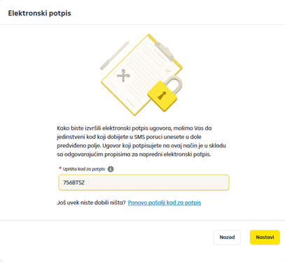 Elektronski potpis u procesu apliciranja za debitnu karticu online