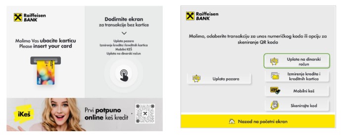 Uplata na dinarski račun u gotovini na Višenamenskom uređaju/bankomatu- VNU
